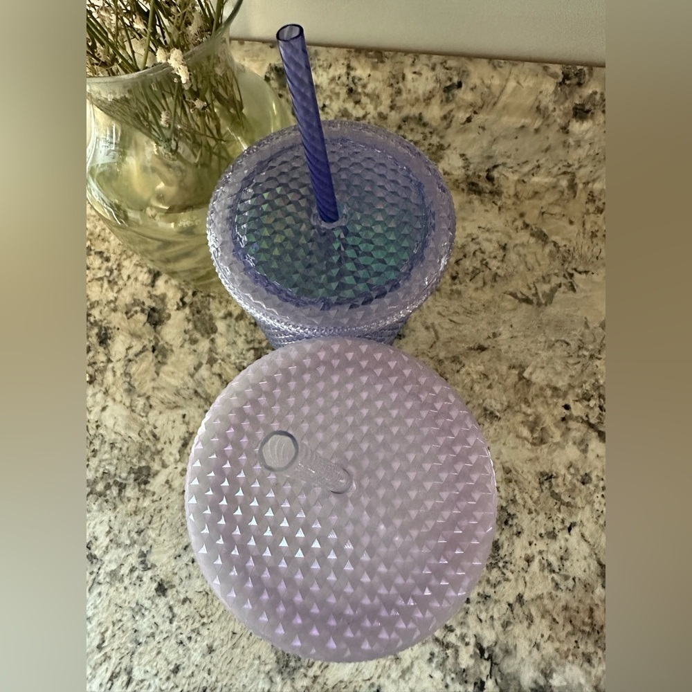 Starbucks Mermaid & Unicorn Purple Cold Drink Studded Tumblers 16 oz. Set of 2 - Picture 6 of 12